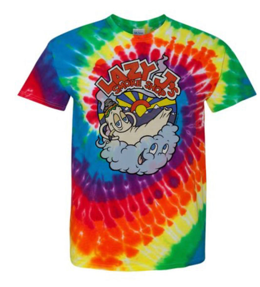 Dyenomite Multi-Color Spiral Short Sleeve T-Shirt Lazy J’s Logo
